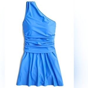 J. Crew Plus Ruched one-shoulder swim dress in Sail blue Size 24